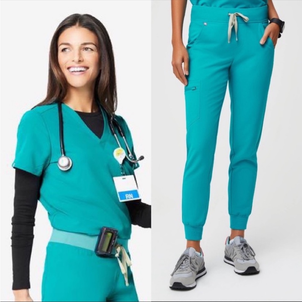 Brand new teal figs scrub top and joggers
